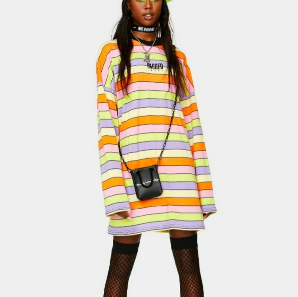 SOLD: Ragged Priest Rainbow Striped Dress
